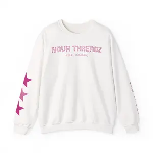 Nova Threadz Logo Crewneck Sweatshirt | Pink Star Sleeve