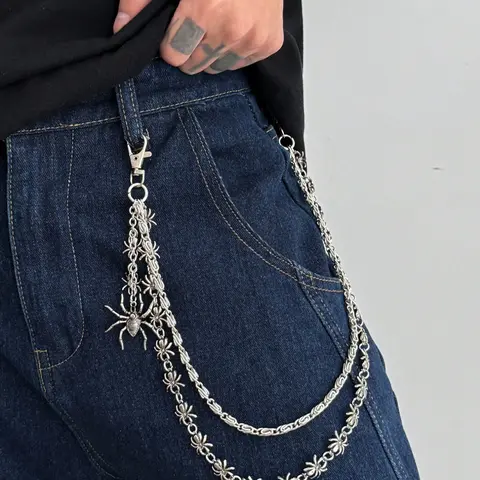 Men's Punk Spider Pendant Pants Chain, Unique Design Casual Style Hip Hop Culture Jewelry for Halloween Gift, All Season Fashion Accessory for Pants Decoration, Chains For Pants