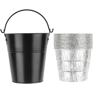 Drip  Bucket and 12-Pack Liners for Traeger 20/22/34 Series, Pit Boss etc Pellet Grill  (Black 12)