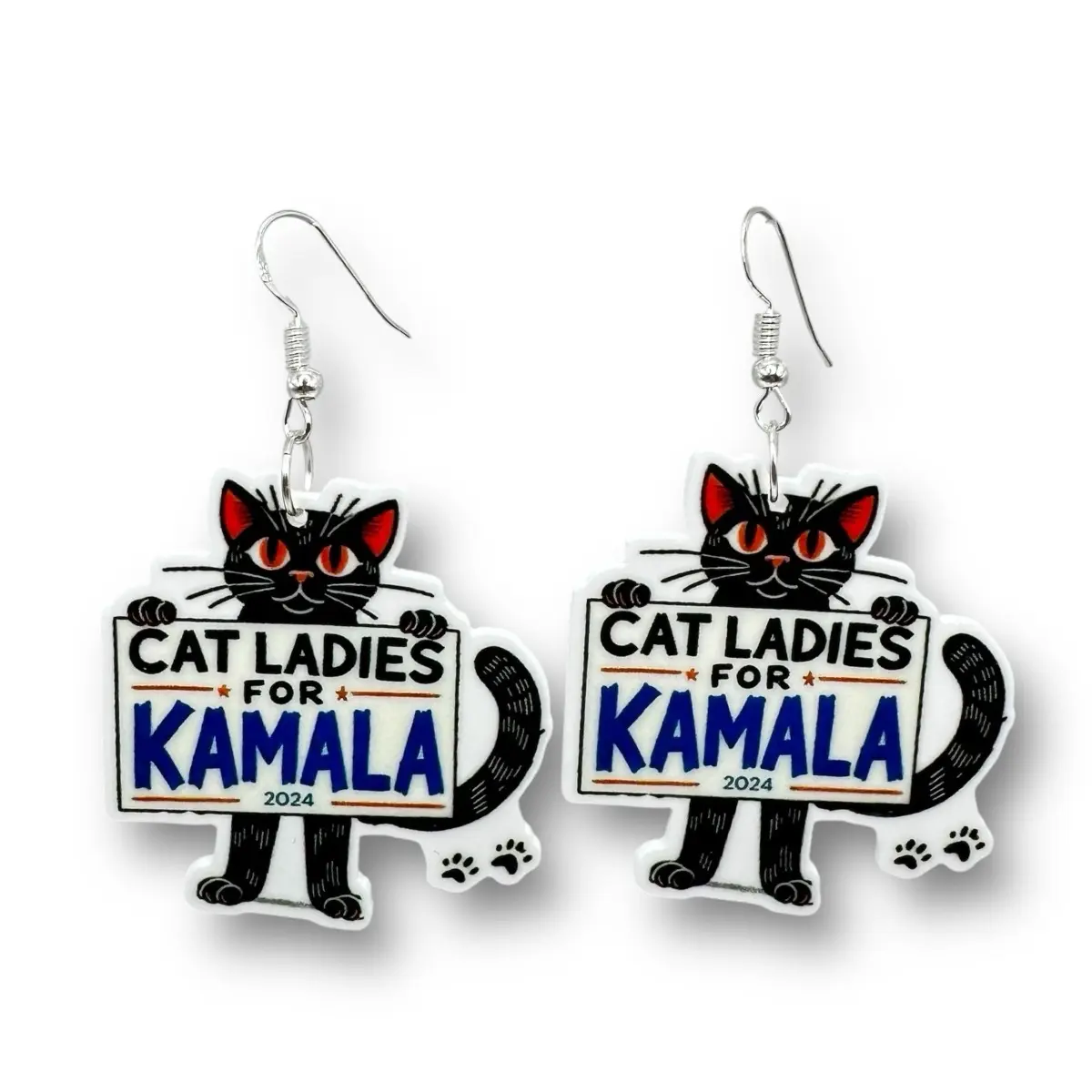 Kamala Harris for President Earrings - Celebrate Her Victory cat ladies for Kamala