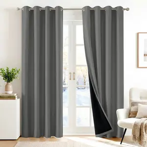 100% Blackout Curtains - 2-Layer Thermal Insulated | Blocks Sunlight | Privacy + Energy Save | Soundproof | Maintenance Friendly Modern Design