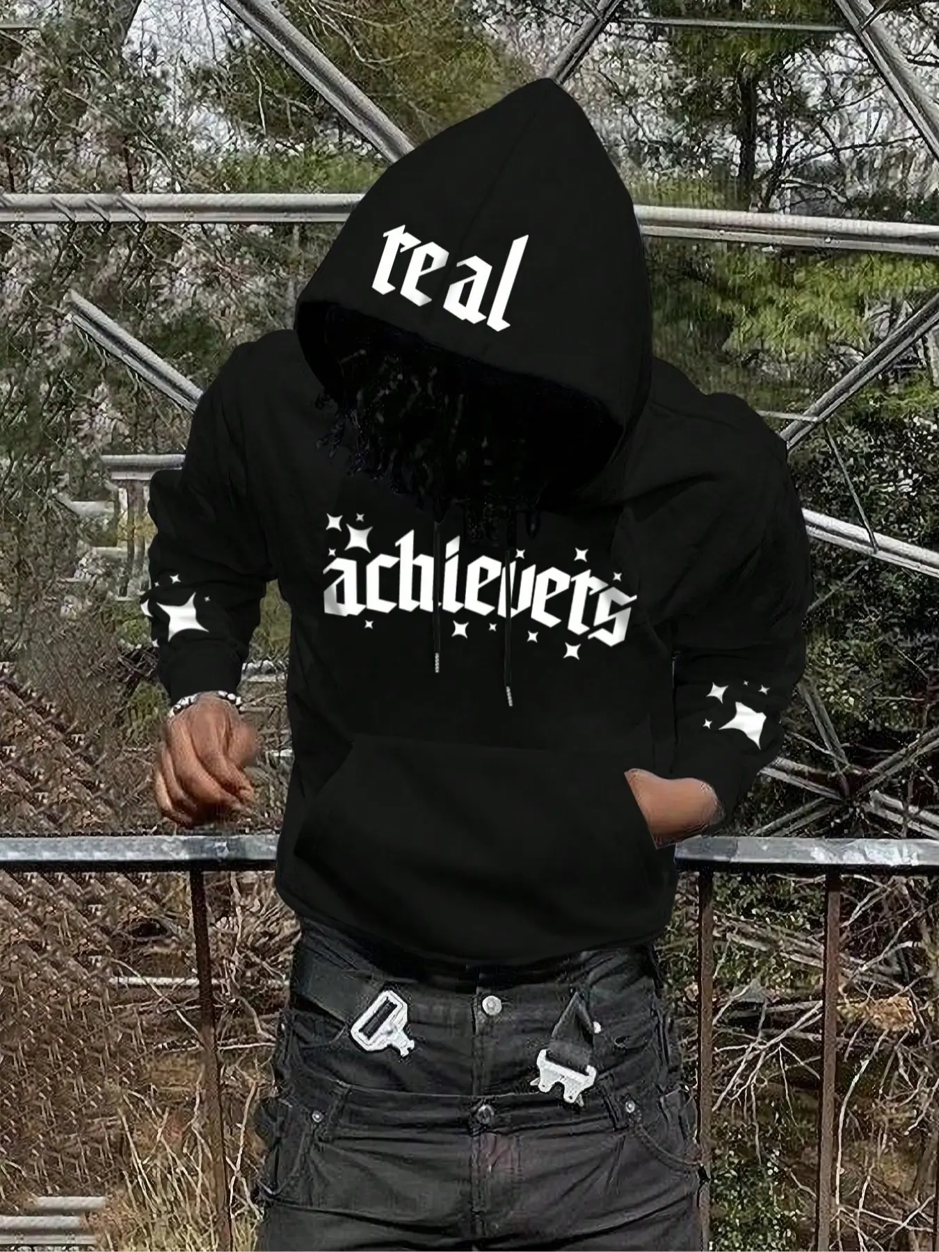Emrg Graphic Fitted Knitted Hoodie for Casual Daily Wear, Perfect Gift for Friends & Family, Ideal for Outdoor Activities & Everyday Use