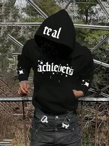 Emrg Graphic Fitted Knitted Hoodie for Casual Daily Wear, Perfect Gift for Friends & Family, Ideal for Outdoor Activities & Everyday Use