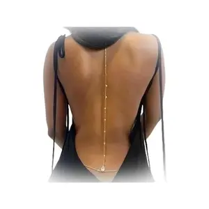 Sexy Rhinestone Back Chain Necklace for Backless Dress Bridal Wedding Rhinestone Backdrop Chain Jewelry Crystal Simple Waist Chain Jewelry for Women