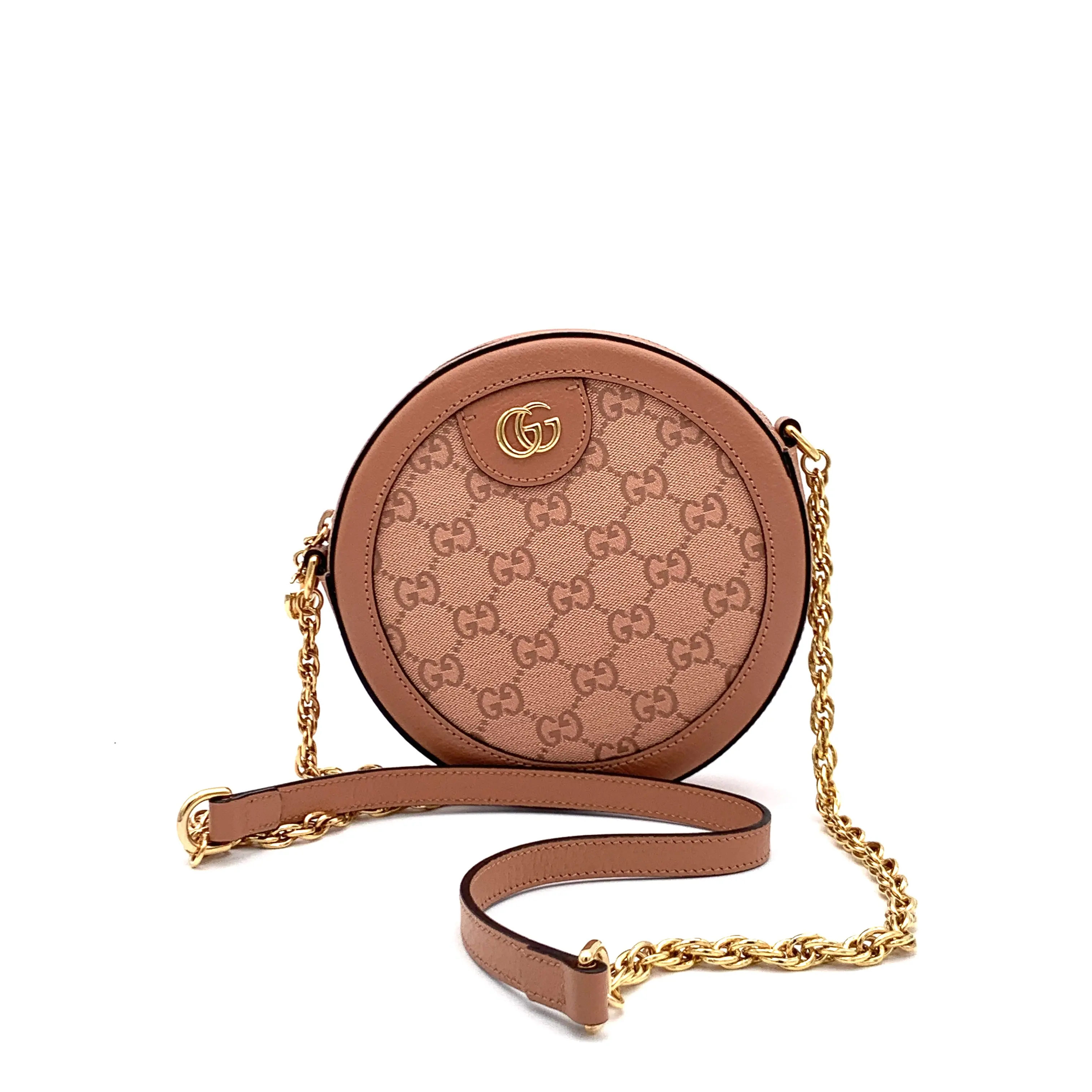 Pre-owned GUCCI Canvas CrossBody Bag Ophidia GG Round Pink Mini W/N/A #4850