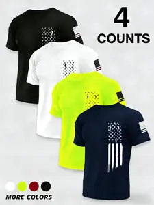 Men's Quick-Dry Sports T-Shirt Set, Short Sleeve Fitness Running Shirt, Performance Sportswear, Round Neck, Long Length, All Seasons