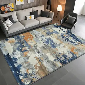 Soft Velvet Abstract Print Rug, Home Decor Carpet for Living Room, Sofa Mat, Doorway Pad, Coffee Table Cover, Bedroom Bedside Mat