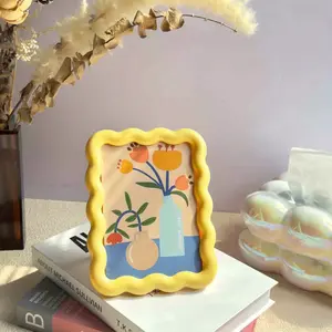 Cream Style Cute Square Frame Photo Frame Display Stand, 6inch Acrylic Postcard Ticket Frame Desktop Home Decoration Display Stand