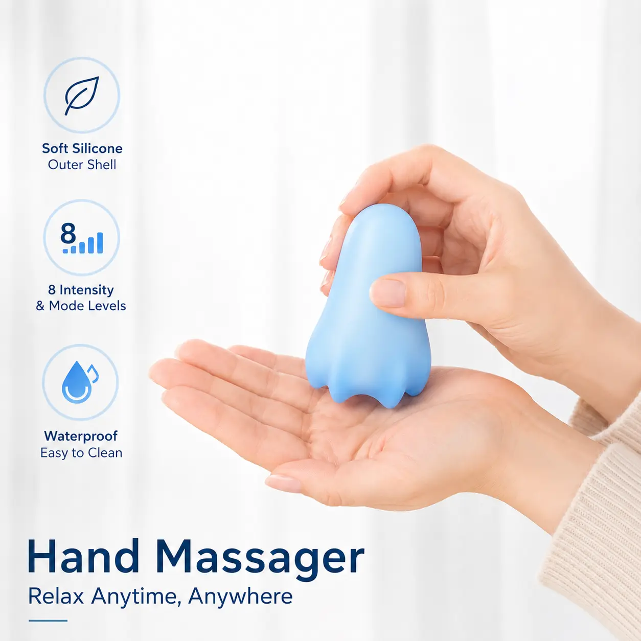 Mini Handheld Vibrating Massager, Portable Palm-Sized Design, 8 Adjustable Modes for On-the-Go Relaxation, A Thoughtful Gift for Friends