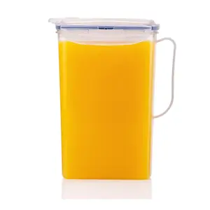 Aqua Fridge Door Water Jug with Handle BPA Free Plastic Pitcher with Flip Top Lid Perfect for Making Teas and Juices, 2 Quarts, Clear
