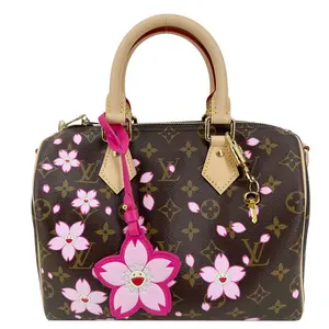 Pre-owned Louis Vuitton Canvas Shoulder Bags x TM Speedy 25 Bandouliere Blossom Monogram Shoulder Bag Cherry