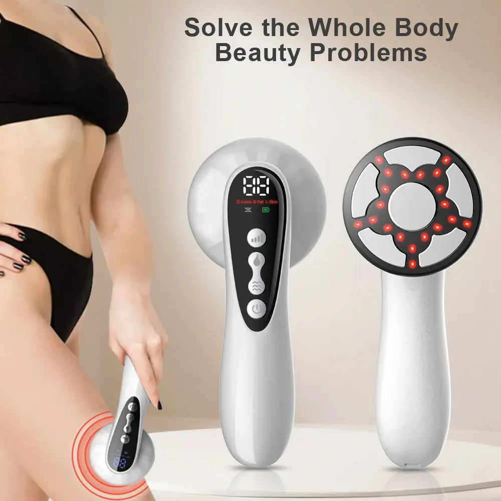 Professional Depsoul Cellulite Massager Body Machine - 3 Modes 10 Levels 4 Heads, Adjustable, with Heating Function RF Technology Red Light Therapy Electric Massage Machine for Body Fat-burning Leg Arm Belly Waist Buttocks Back Stretch