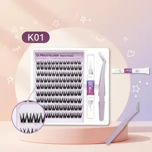 O.MRS K01 False Eyelash Kit – All-in-1 Cluster Lashes, 7-Day Wear, Natural Look, Soft & Lightweight, Bond & Seal Included, Easy Apply,Travel Makeup,No Irritation,Cost Effective,Hypoallergenic Lashes,Work Makeup,Blends Perfectly,Gym Makeup,Summer Makeup