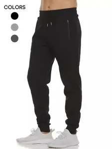 Men's 3-Pack Athletic Casual Slim Fit Pants with Zipper Pockets, Comfy Sleep and Lounge Pants, Drawstring Design, Sizes S-3xl