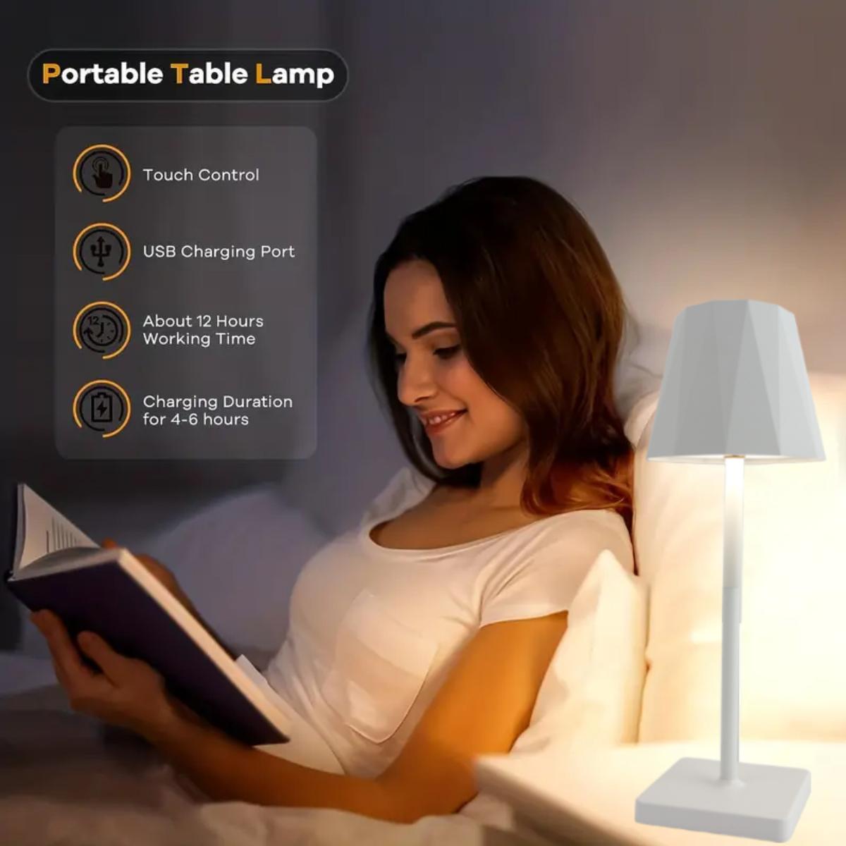 1PC Rechargeable Wireless Table Lamp, Portable LED Desk Lamp with 3 Color Modes & Stepless Dimming, Ideal for Bedroom, Desk, Cafe, Terrace, Romantic Dinner & Home Holiday Decor