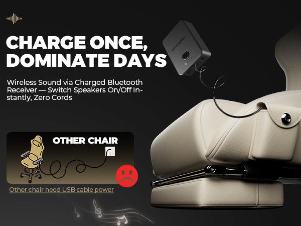 GTPLAYER Gaming Chair with 5.1 Compatible Bluetooth Speakers, High Back Ergonomic Design, 150° Maximum Inclination, PU Leather, Assembly Required