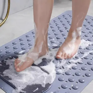 PVC Bathroom Anti-Slip Mat with Massage Nodes - Thickened Dot Pattern Soft Color Shower Safety Mat | Suction Cup Non-Slip Rug Water-Resistant Toilet Hotel Home Bath Accessory Bath Mats Bathroom Floor Mat