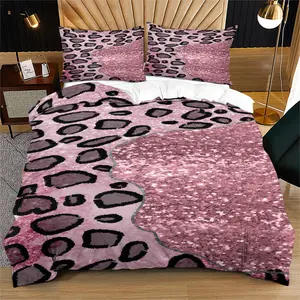 Sparkling Leopard Print Pattern Duvet Cover Set, Including 1 Bed Duvet Cover And 1 Or 2 Pillowcases Without Core And Pillow, Suitable For Decorating Bedroom Bedding For Teenagers And Adults, The Perfect Gift For Family And Friends