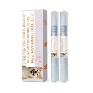 Pet toothbrush pen - Dog and cat plaque and tartar cleaning toothbrush to remove bad breath and odors for teeth cleaning