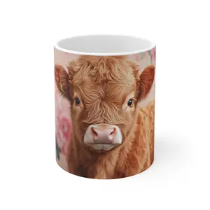 Floral Highland Calf Mug | Cow Portrait Coffee Cup