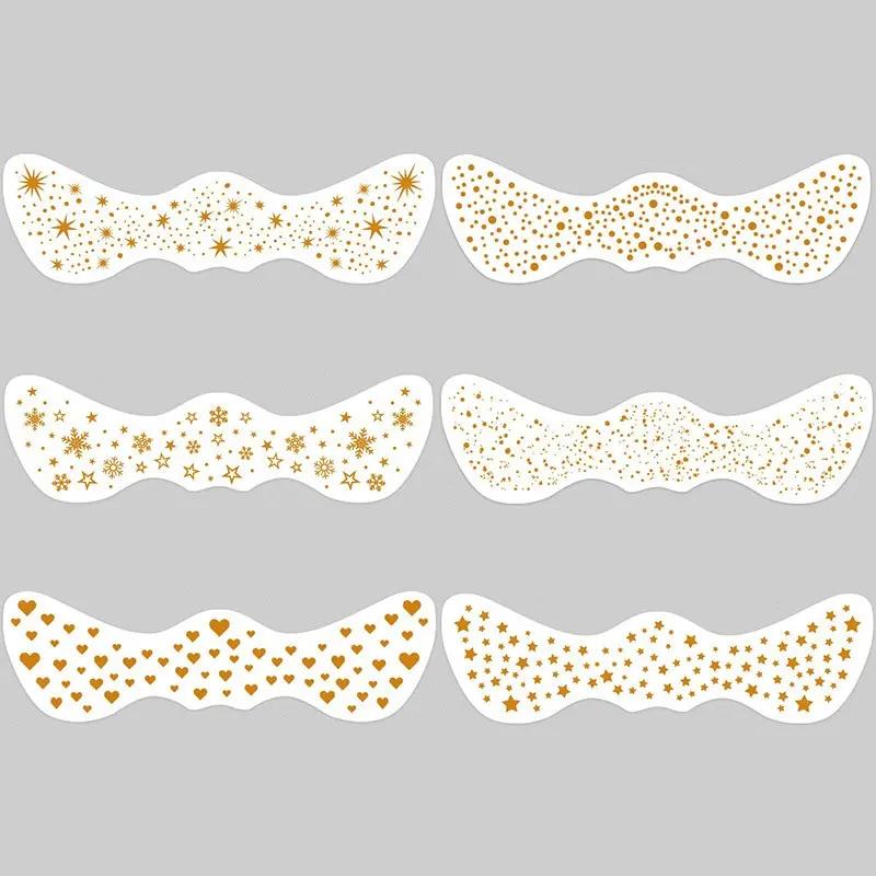 6 Pcs Glitter Freckle Face Stickers, Freckle Spot Tattoo, Heart Shape Freckles Star Pattern Waterproof Temporary Tattoo, Fake Tattoos, Adult Men Women Party Holiday Daily Makeup Decor