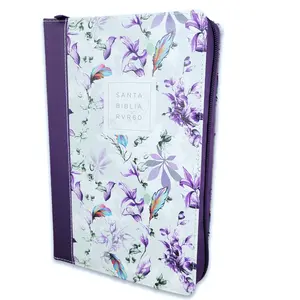 Bible in Spanish with Zipper 14 Point Giant Font Reina Valera 1960 Imitation Leather  Floral Lilac with Floral Index