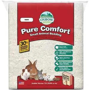 Oxbow Pure Comfort Small Animal Bedding, Odor & Moisture Absorbent, Dust-Free Bedding for Small Animals, White, 72 Liter Bag