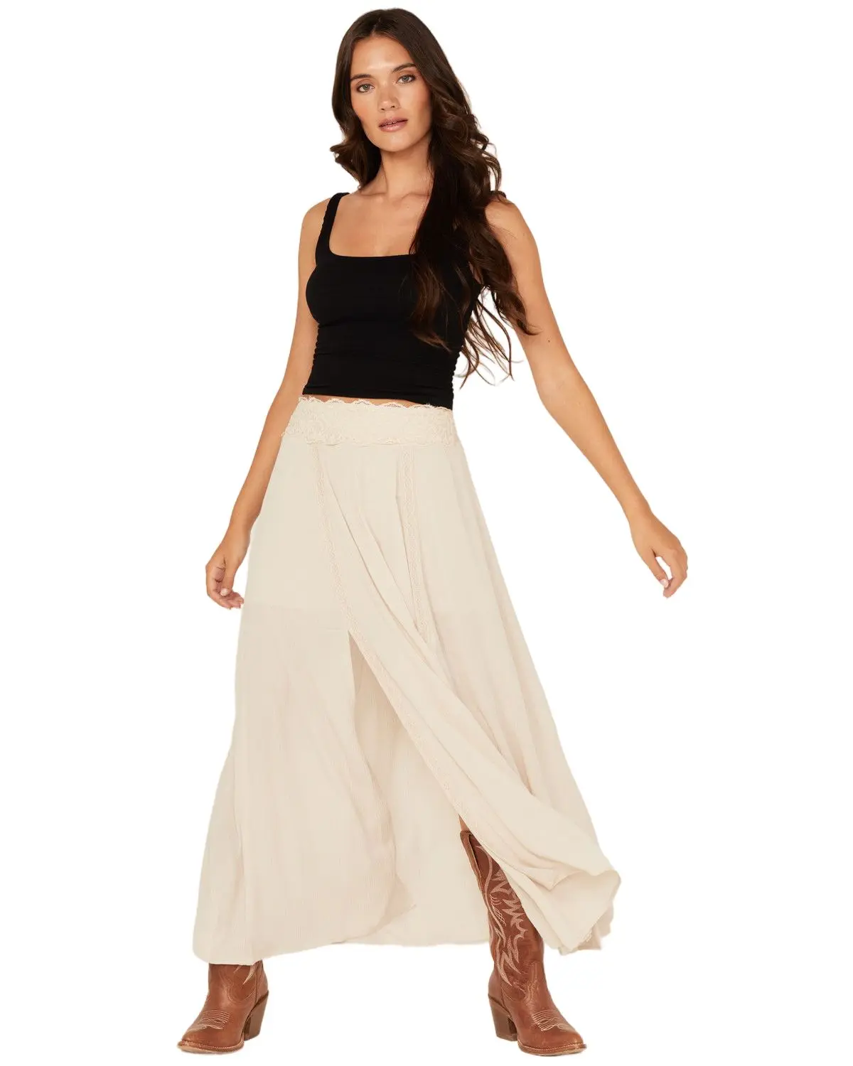 Shyanne Women's Women'S Lace Inset Maxi Skirt - Swho24s87-Nat