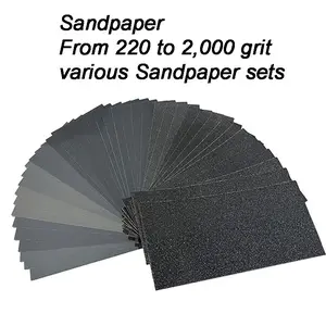 Sandpaper Set 220-2000 Grit Sandpaper Sheets Multiple Combinations Dry Wet Use 2.7x4.5 Inch Cuttable for Wood Furniture Metal Polishing Car Polishing DIY Polishing Home
