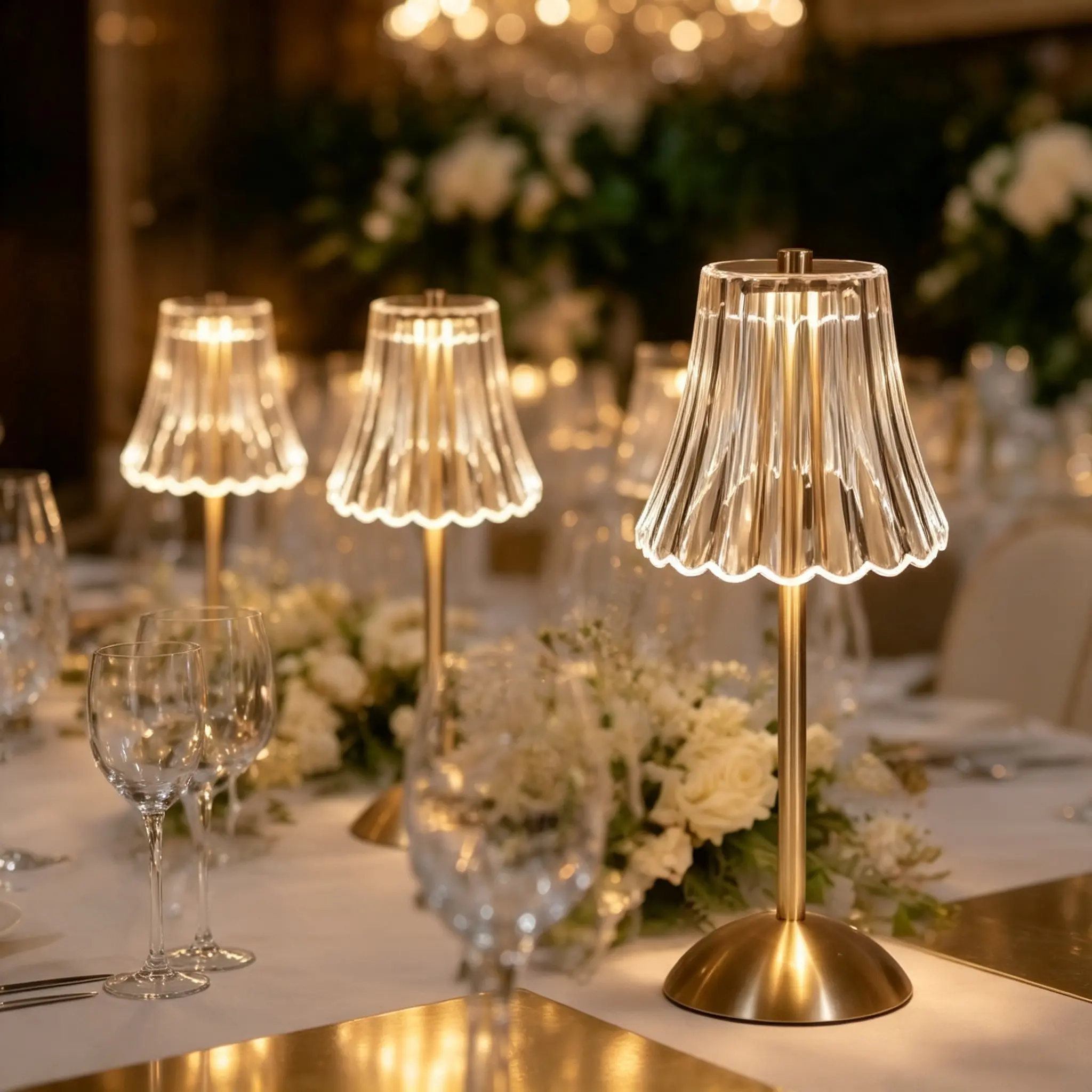 Cordless Crystal Table Lamp - Gold Touch Dimmable LED Mood Lighting, Indoor Wireless Decorative Lamp for Bedroom Home Decor & Wedding Centerpiece Dining Table