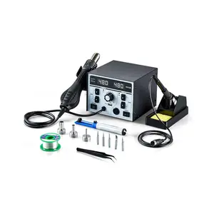 VEVOR 2 - in - 1 Hot Air Rework Station Soldering Station, 750W Digital Rework and Soldering Iron Station with Adjustable Temps Airflow,/ Conversion, 3 Hot Air Nozzles for Electronics RepairingVEVOR Super Brand Day