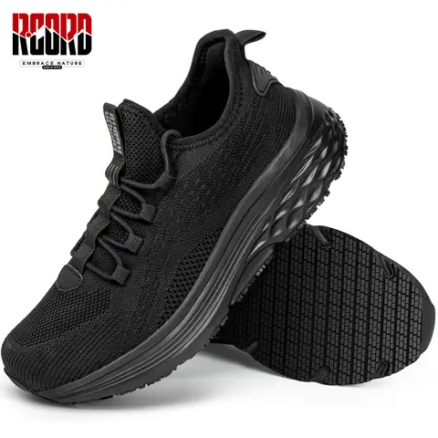 R CORD Slip-Resistant Work Sneakers for Women, Oil-Resistant & Non-Slip Chef Shoes for Kitchen & Restaurant, Breathable Arch Support Nurse Footwear, Lightweight Comfort