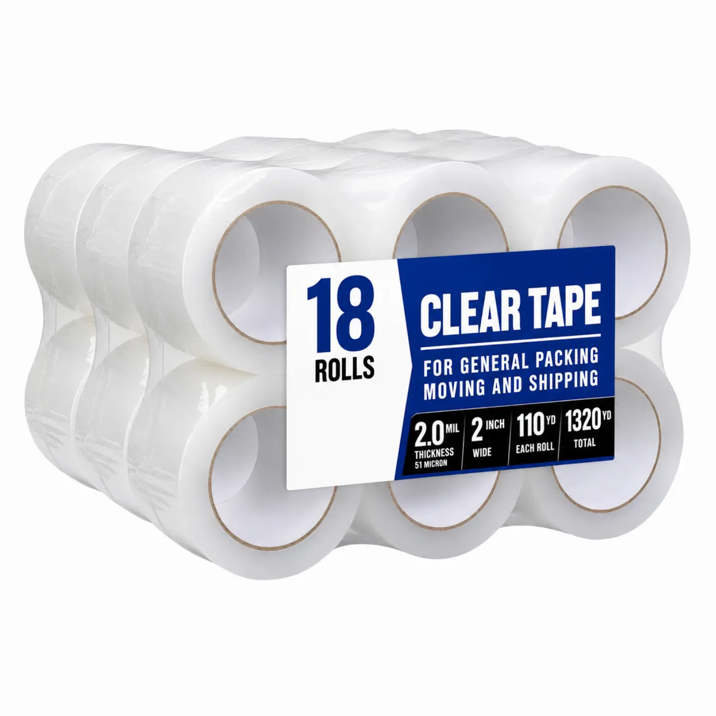 2” x 110 Yards Clear Packing Tape 18/12/6 Rolls 2 Mil Thick Premium Quality Heavy Duty Packing Tape Strong Adhesion High Tensile Strength for Moving Boxes Sealing Mailing Binding Warehouse Office Use Storage & Wrapping Packaging Shipping