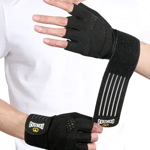 1pair Ventilated Weight Lifting Gym Workout Gloves with Wrist Wrap Support for Men & Women, for Weightlifting, Training, Fitness, Hanging, Pull ups, Workout Accessories