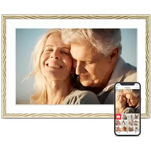 Digital Picture Frame, 10.1'' Frameo Digital Frame Wifi, 32GB Memory, 1280*800   Screen Digital Photo Frame, Wall Mountable, Share Instantly, Anniversary, Birthday Gifts for Women, Mom, Golden