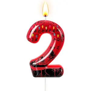 2 Birthday Candle for Cake – Dark Horror Style with Alphabet Print & Shadow Design – Unique Cake Topper for Birthday, Anniversary, Themed Party Decoration