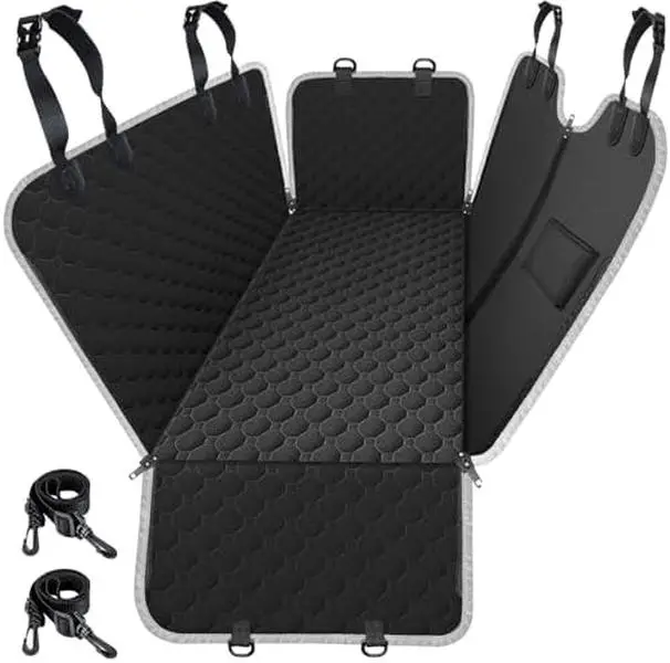 Dog Car Seat Cover for Back Seat, 2026 Upgraded 600D Heavy Duty Waterproof & Scratch-Resistant Dog Hammock for Car, Back Seat Pet Cover for Dogs with Sedan, Trucks and SUVs, Standard, Black