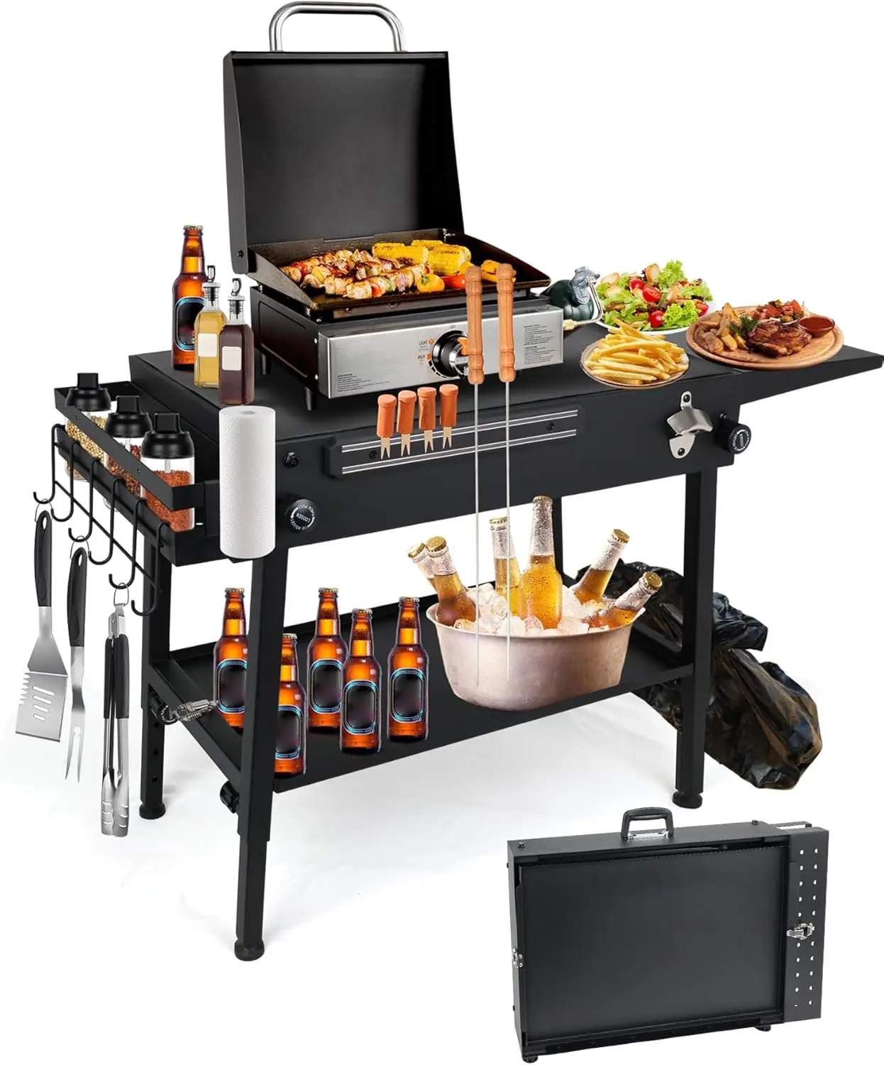 Griddle Stand with Wheels Portable Outdoor Grill Table Fit for Blackstone 17 Inch Or 22 Inch Griddle Foldable Cart Table BBQTiktok GrillTok Suitable for Travel/Camping and Outdoor Meals CampingHacks OutdoorCooking CarCamping