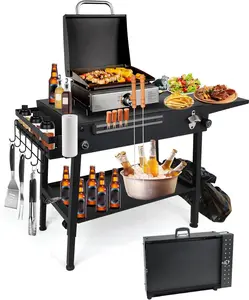 Griddle Stand with Wheels Portable Outdoor Grill Table Fit for Blackstone 17 Inch Or 22 Inch Griddle Foldable Cart Table BBQTiktok GrillTok Suitable for Travel/Camping and Outdoor Meals CampingHacks OutdoorCooking CarCamping