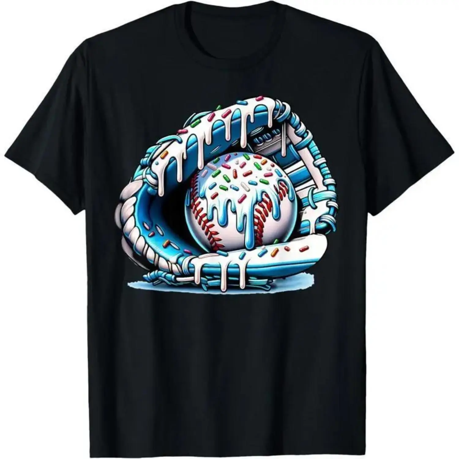 Men's Graphic Printed T-Shirt, Streetwear Style with Baseball Drip Design, Soft 100% Cotton for Everyday Wear, Casual Streetwear Looks, Round Neck