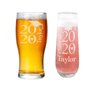 ONE College Graduation Gifts for Men Class of 2020 Masters Bachelors Graduate Degree Stemless Wine or Beer Glass Personalized Drinking Mug