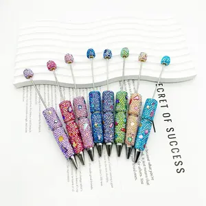 DIY Electroplated Rainbow Full Rhinestone Beads Pen - Open in live Beaded Pen Glitter Gel Pens Cute Office Pen