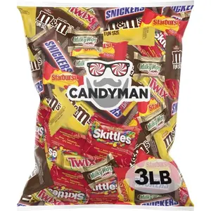 CANDYMAN (3 LBS) M7 Mix with Milk Chocolate & Peanut M&M's, Skittles, Starburst, Snickers, Milky Way & Twix Individually Wrapped variety Party Candy