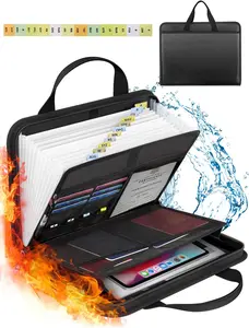 Document Organizer Folio Accordion File Organizer Fireproof Expanding File Folder Storage Box with Zipper Labels 13 Pockets for Business Office Receipt Travel