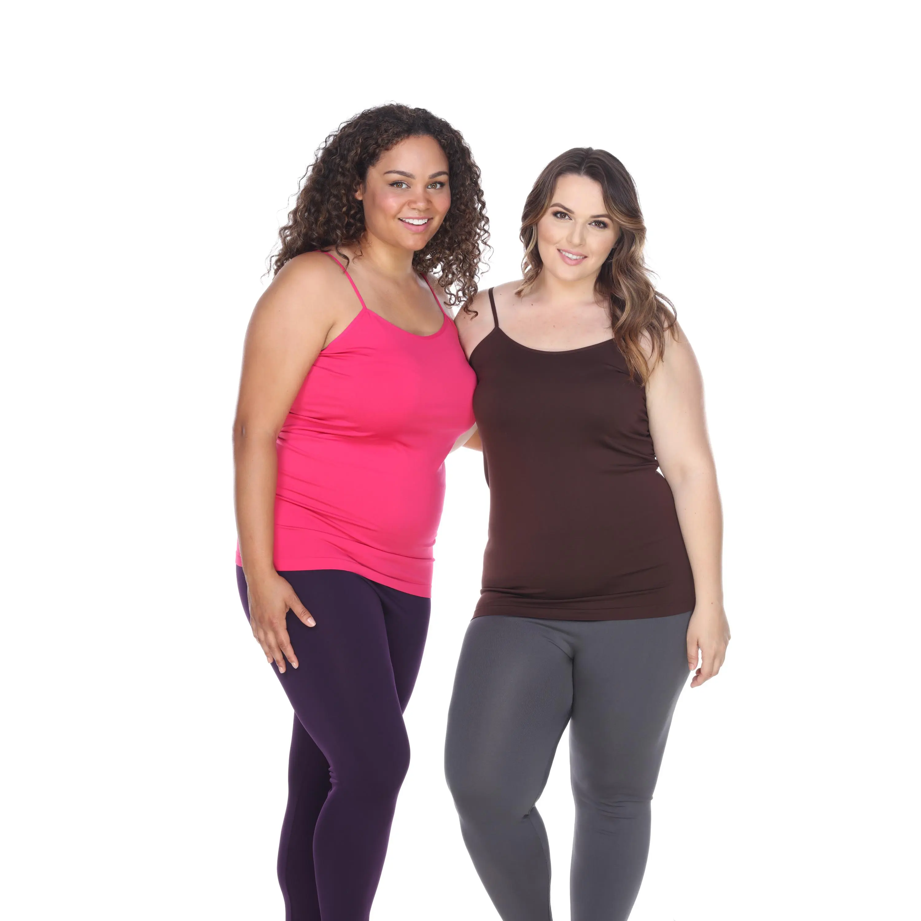 White Mark Women's Pack of 2 Plus Size Tank Tops Spaghetti Straps Camisole