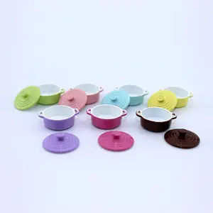 Mini Alloy Colorful Hot Pot, Micro Soup Pot, Kitchen Utensils, Realistic Metal Cookware Model, Dollhouse Accessories