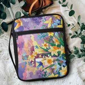 Floral Bible Cover Church Bag for Women Bible Protective Book Holder Carrying Case with Handle and Pocket