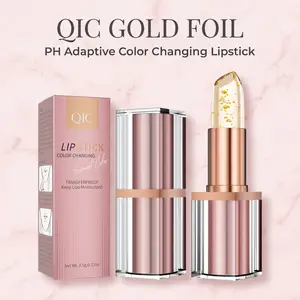 QIC Gold Foil Color-Changing Lipstick, PH Adaptive Tinted Lip Balm, Long-Lasting Hydrating & Nourishing Clear Lip Gloss