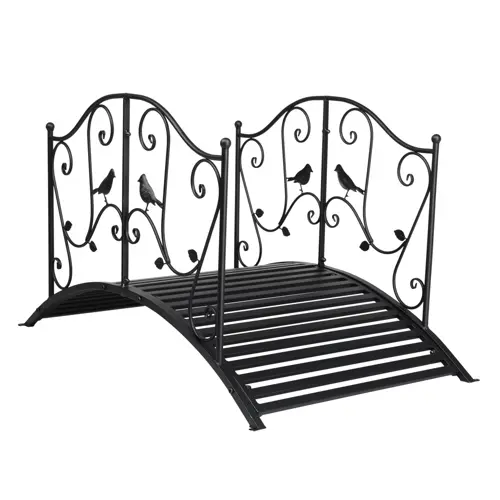 4ft Black Iron Garden Bridge 450lbs w/ Pattern