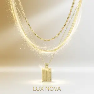 LUX NOVA Layered Gold Silver Necklaces for Women Stackable 14K Gold Plated Cuban Chain Twisted Herringbone CZ Pendant Trendy Jewelry Set Gifts Valentine's